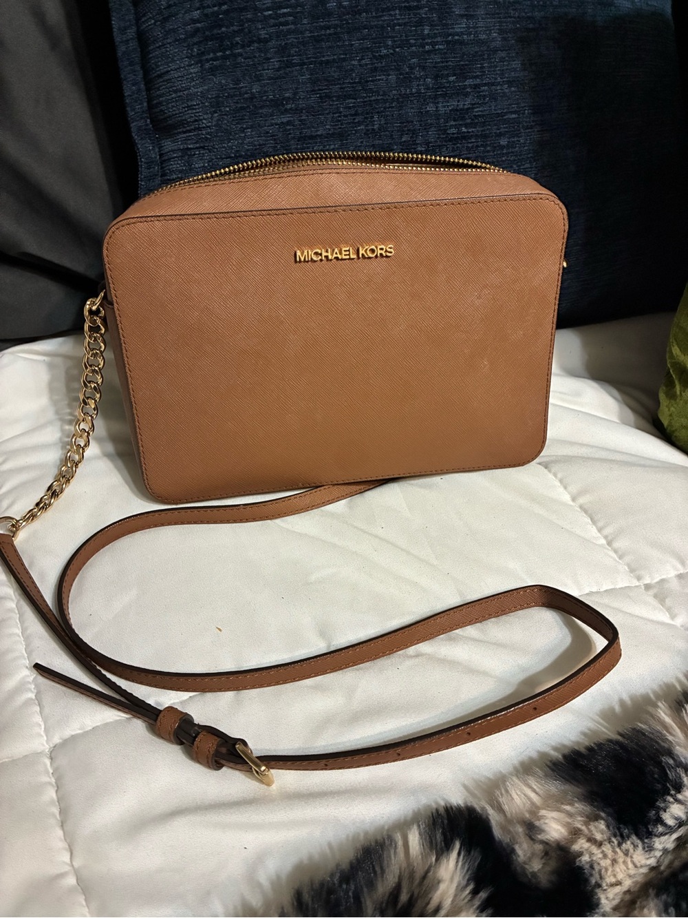Michael Kors Tan Saffiano Leather Crossbody Camera Bag